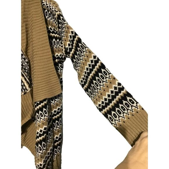 Brown Black Striped Knit Waterfall Cardigan - Picture 3 of 7